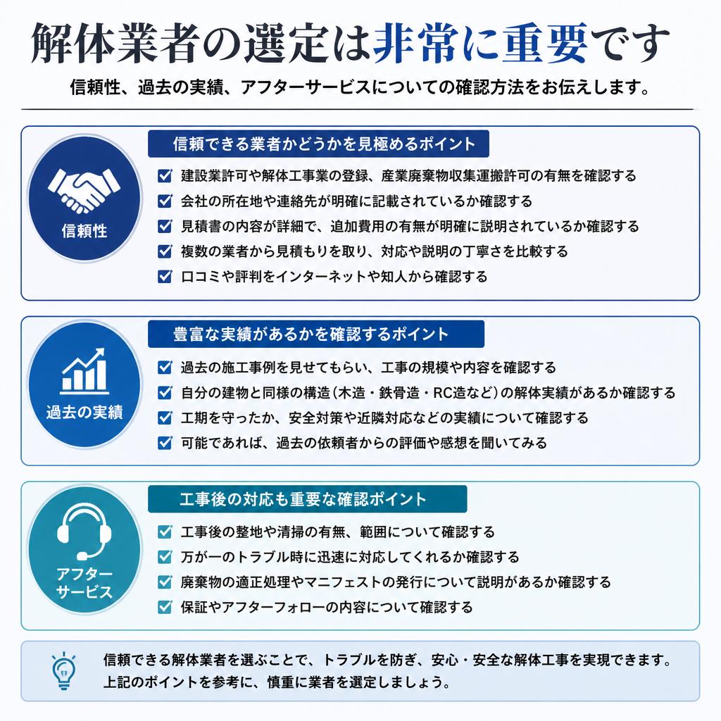 信頼できる解体業者の選び方