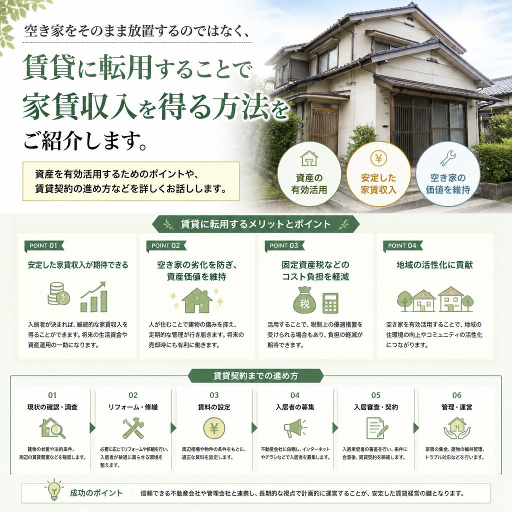 賃貸転用で収益化を図る